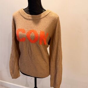 Lane Bryant Tan Sweater with Orange Accents